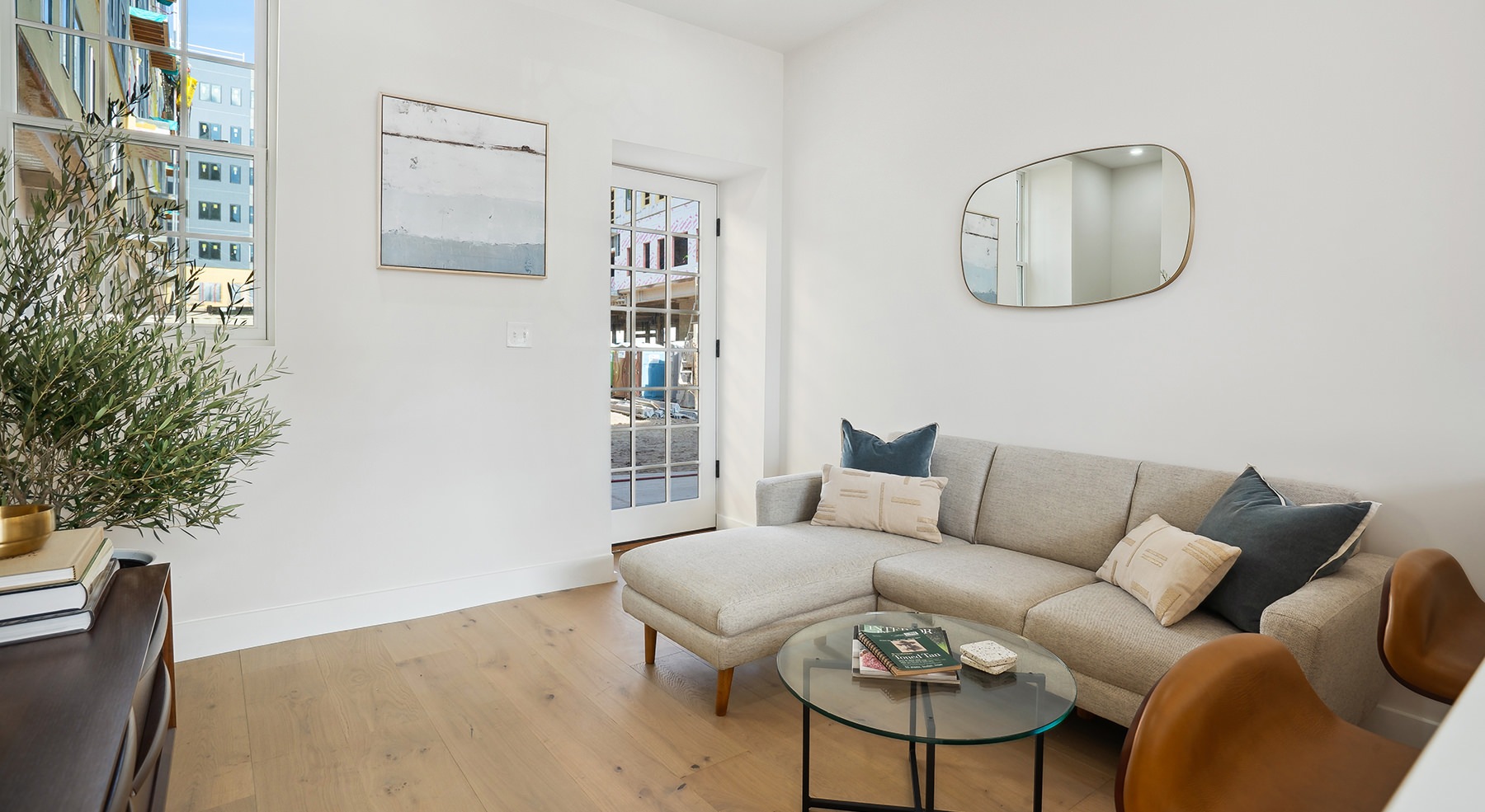 living room with couch and plant